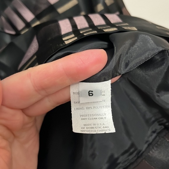 Vintage Carol Peretz Black Purple Drop Waist Formal Satin Cocktail Dress Sz 6 - Picture 6 of 8